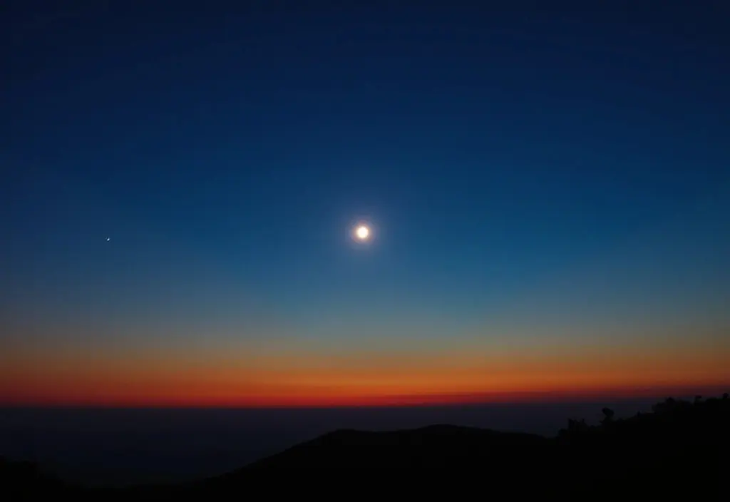 Der Planet Venus der als Abendstern hell am Dämmerungshimmel leuchtet