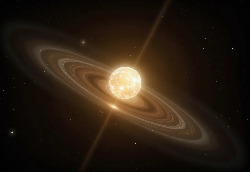 Die Entwicklung von T-Tauri-Sternen dargestellt durch einen jungen Stern mit unregelmäßiger Helligkeit