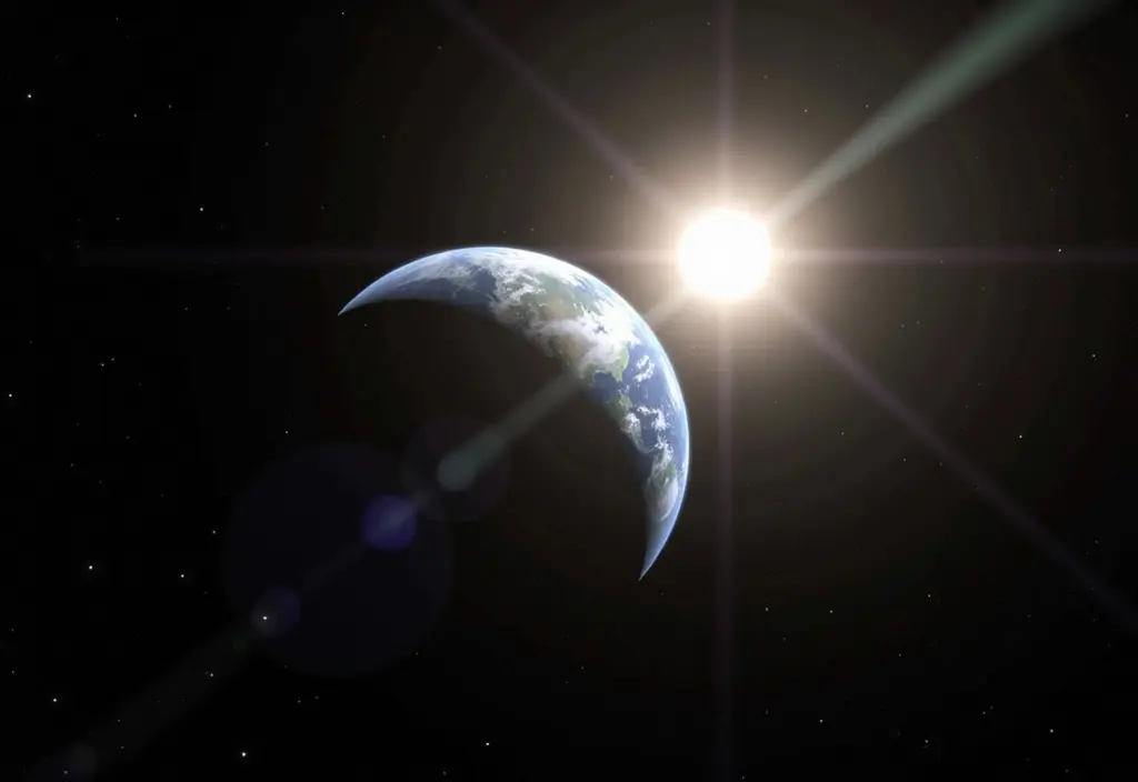Die gekippte Erde bei der die Nordhalbkugel maximal von der Sonne beleuchtet wird um zu zeigen warum die Sonnenwende der längste Tag ist