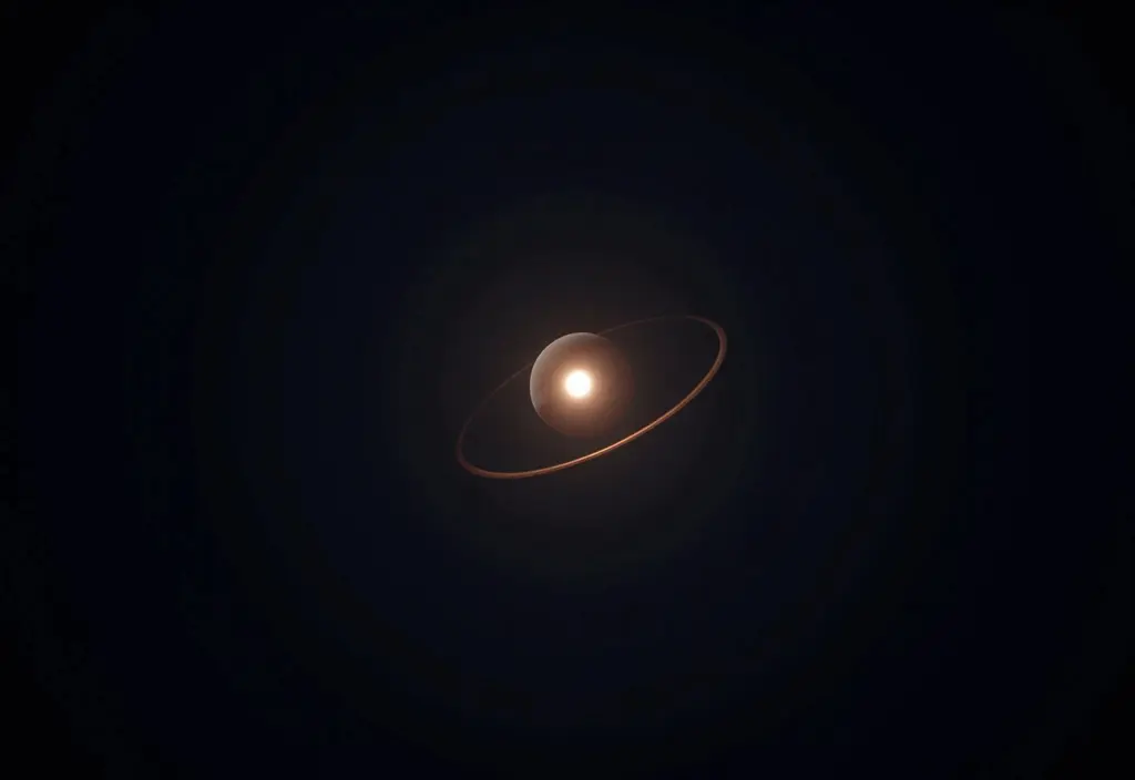 Ein Planet der einer leuchtenden ovalen Bahn folgt um zu zeigen warum Planetenbahnen Ellipsen sind