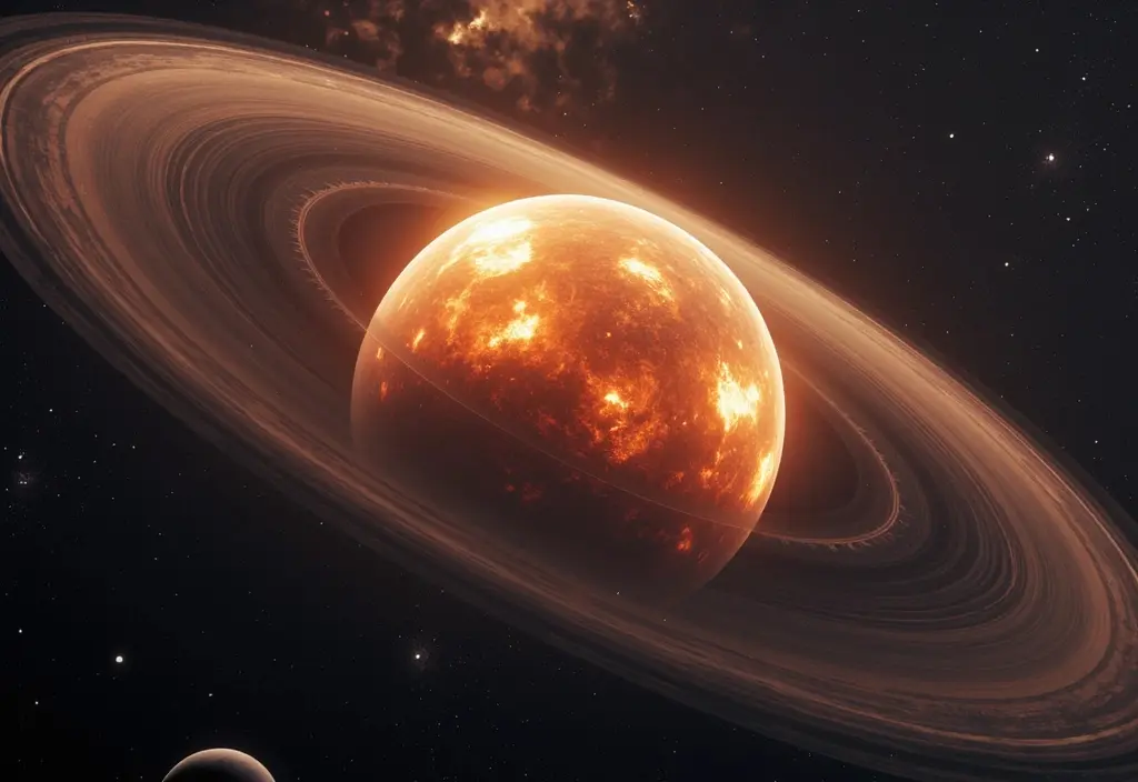 Ein Protoplanet der die Planetenentstehung in einer protoplanetaren Scheibe durch das Aufsammeln von Materie zeigt