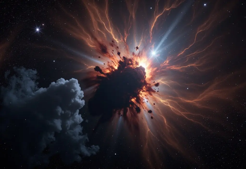 Ein Schwarzes Loch im Zentrum eines Nebels das zeigt was nach einer Supernova übrig bleiben kann