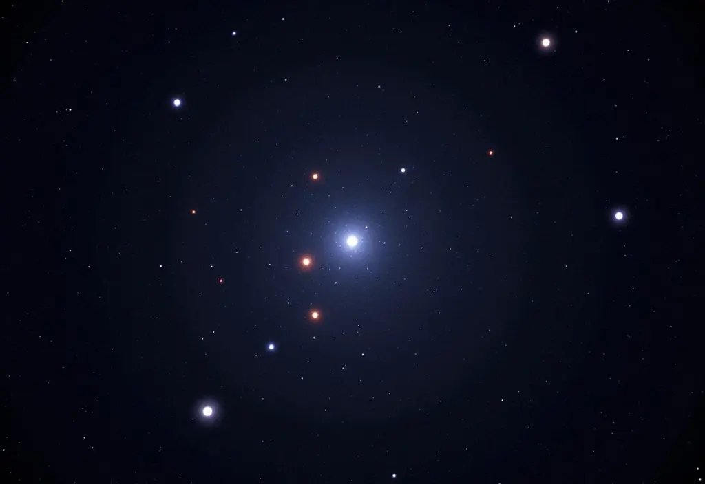 Ein Sternenfeld mit unterschiedlichen Sterngruppen das zeigt wie man das Hertzsprung-Russell-Diagramm lesen kann