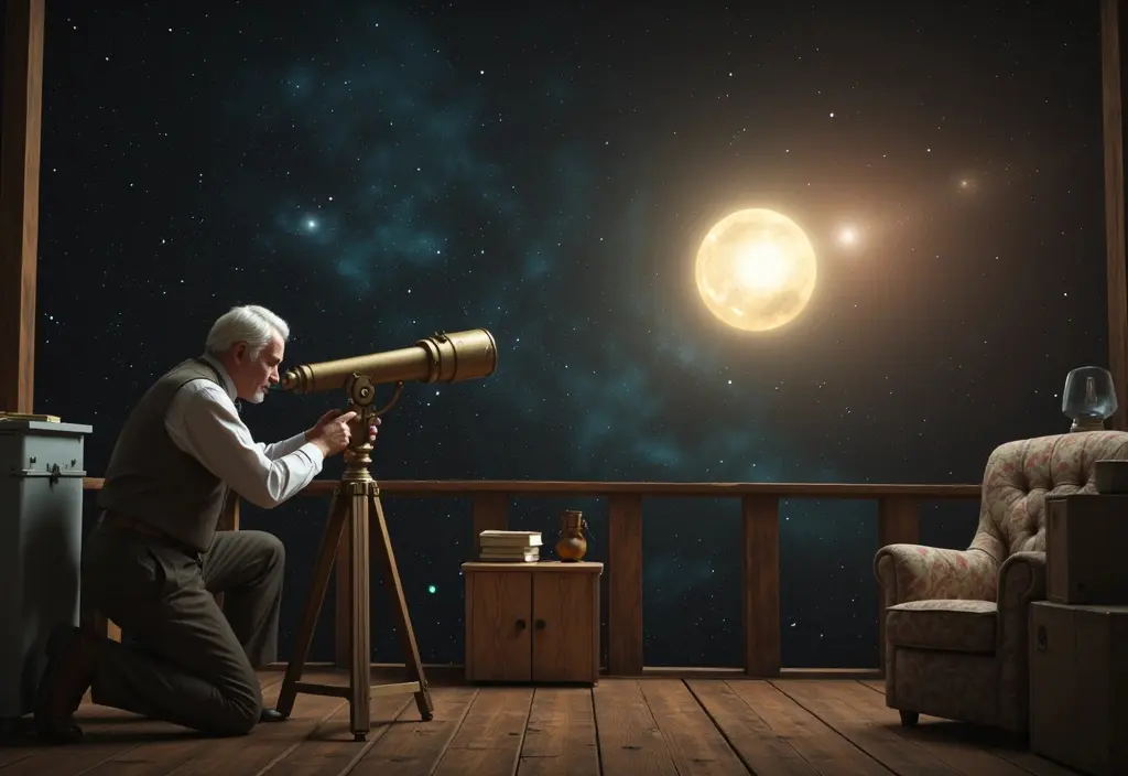 Ein historischer Astronom der einen Nebel fälschlich für einen Planeten hält was den irreführenden Zusammenhang Planetarischer Nebel und Planeten erklärt