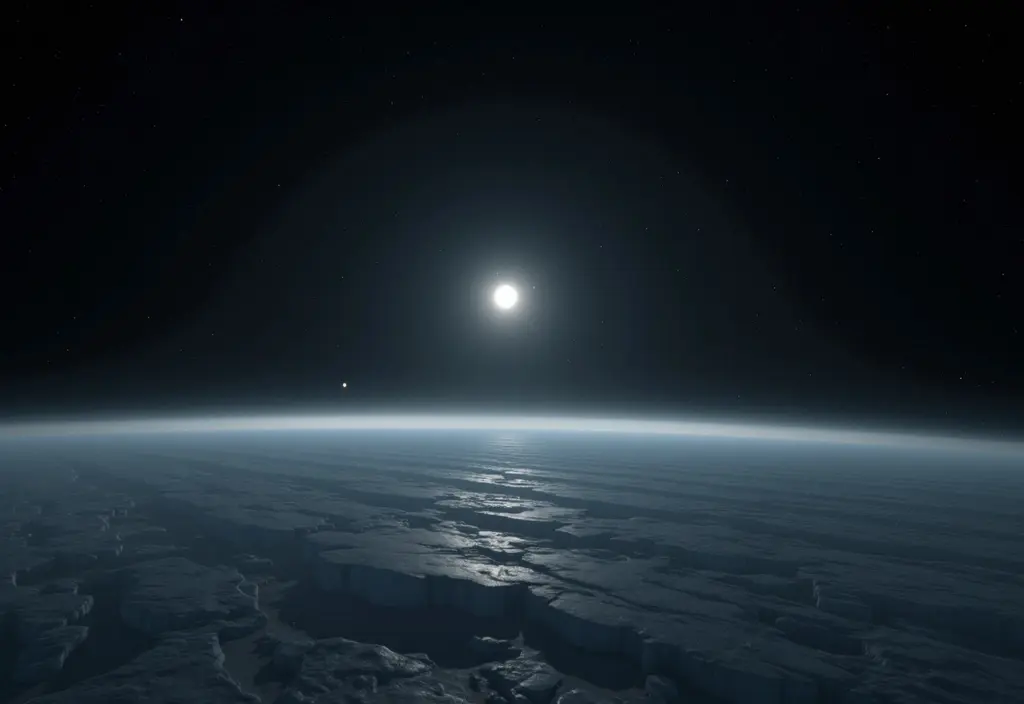 Eine Darstellung der Zukunft der Sonne als Weißer Zwerg gesehen von einem fernen Planeten