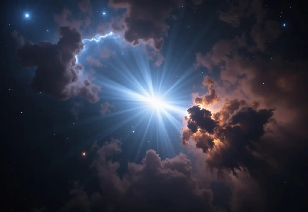 Eine Darstellung der Zukunft der Sonne als Weißer Zwerg im Zentrum eines planetarischen Nebels