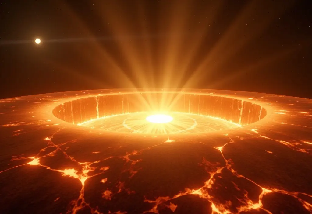 Eine Darstellung die erklärt warum wir die Photosphäre als leuchtende Oberfläche sehen von der das Licht entweicht