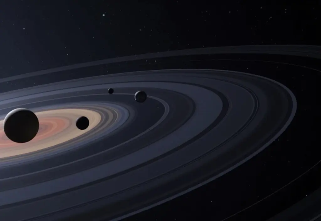 Eine Seitenansicht die zeigt wie die Ekliptik und die Planetenbahnen auf einer einzigen Ebene liegen
