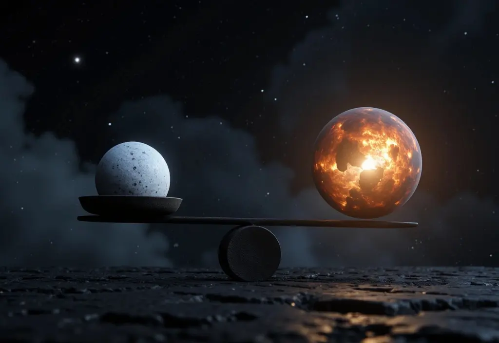 Eine Waage die einen Weißen Zwerg beim Überschreiten einer Masse explodieren lässt um die Bedeutung der Chandrasekhar-Grenze zu zeigen Eine Waage die einen Weißen Zwerg beim Überschreiten einer Masse explodieren lässt um die Bedeutung der Chandrasekhar-Grenze zu zeigen