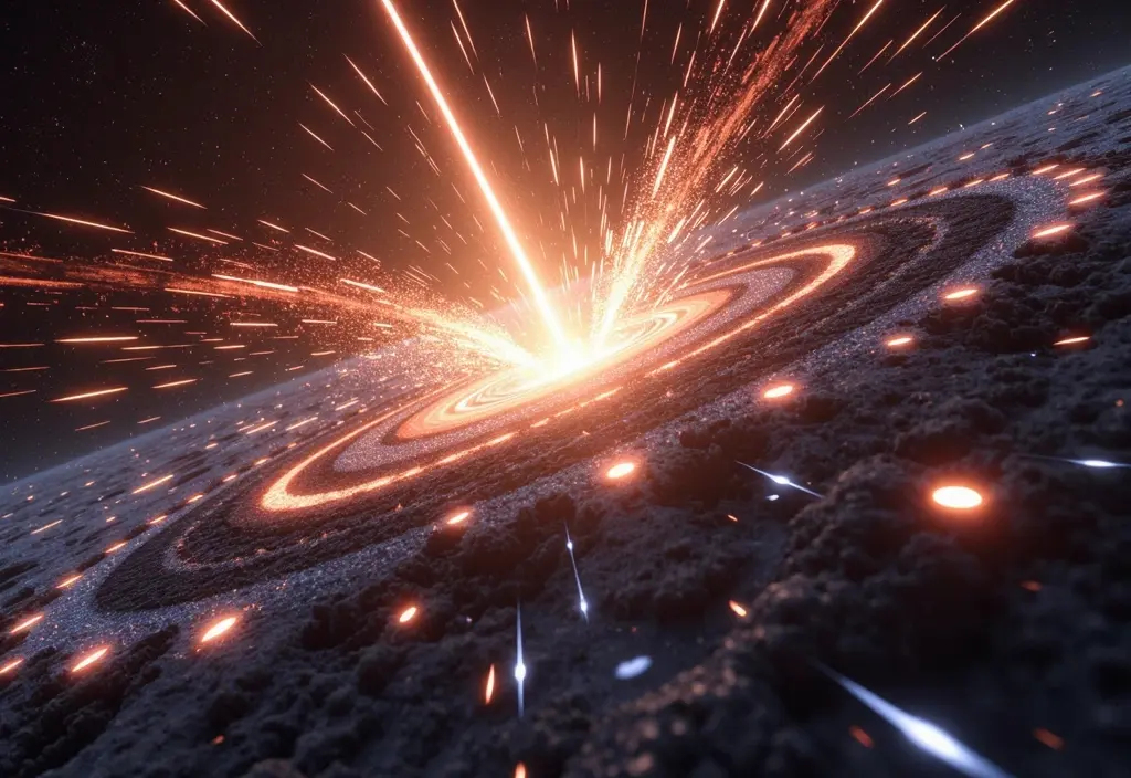 Eine abstrakte energiegeladene Darstellung der ersten Sekunde des Universums nach dem Urknall