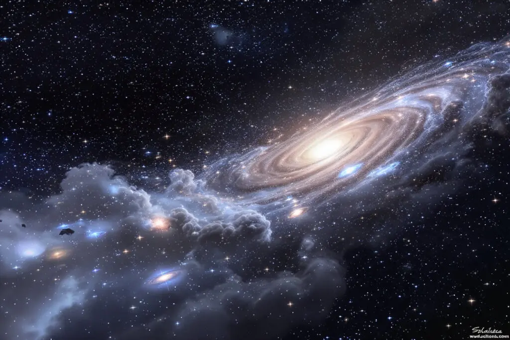 Eine riesige fließende Wolke von Galaxien die die Bewegung im Laniakea-Superhaufen zeigt Eine riesige fließende Wolke von Galaxien die die Bewegung im Laniakea-Superhaufen zeigt