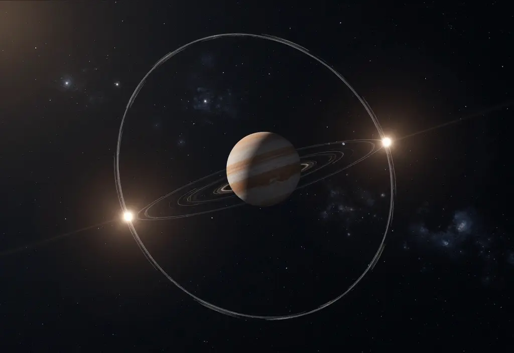 Eine stabile achterförmige Umlaufbahn die Planeten in Doppelsternsystemen ermöglicht Eine stabile achterförmige Umlaufbahn die Planeten in Doppelsternsystemen ermöglicht