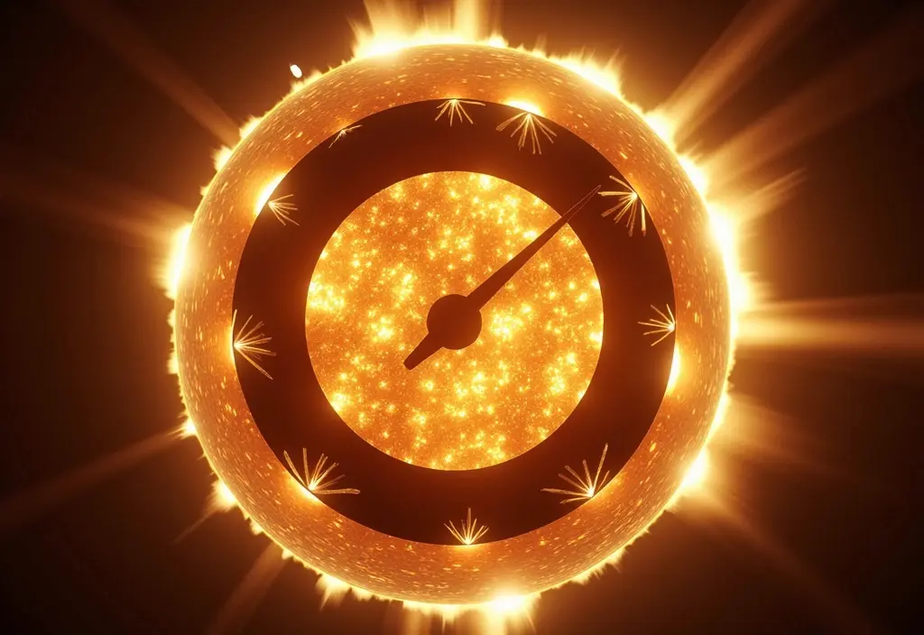 Eine symbolische Tankanzeige in der Sonne die die Frage beantwortet wie lange die Sonne noch scheint