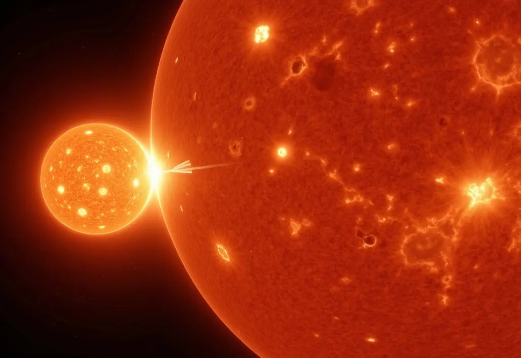 Magnetfeldlinien die aus einem dunklen Bereich austreten um zu zeigen was Sonnenflecken sind