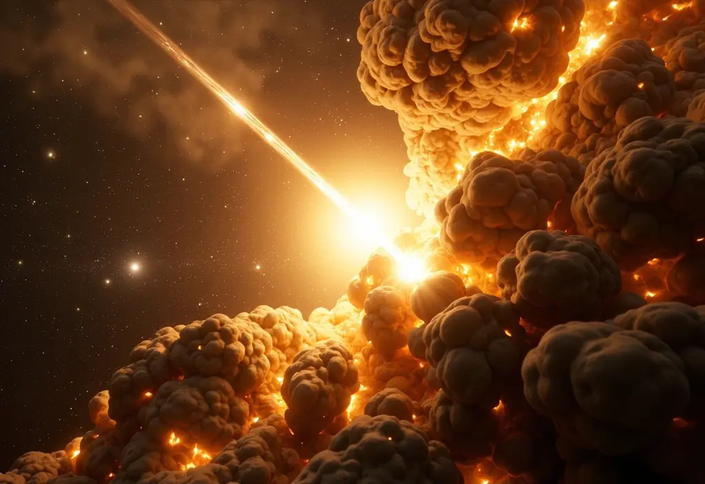 Schwere Elemente die sich nach einer Kilonova absetzen was die Golderzeugung durch Kilonova zeigt