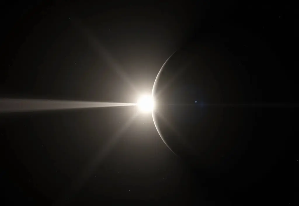 Sternenlicht das durch eine Planetenatmosphäre scheint und Linien aufweist zur Darstellung der Spektrometrie zur Exoplanetensuche