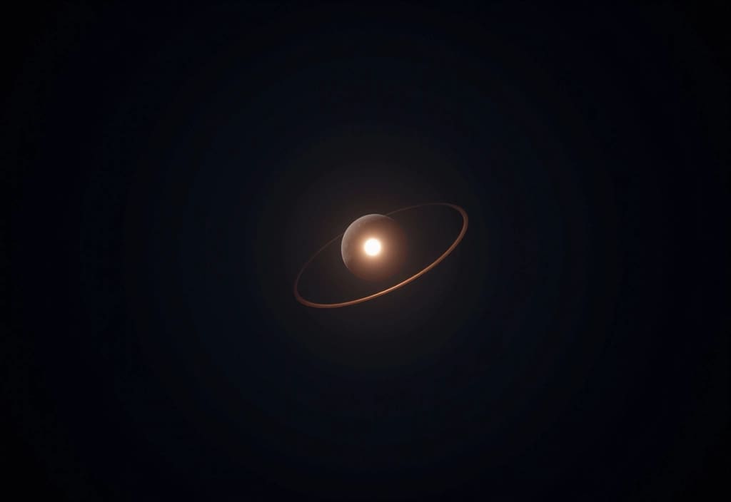 Ein Planet der einer leuchtenden ovalen Bahn folgt um zu zeigen warum Planetenbahnen Ellipsen sind