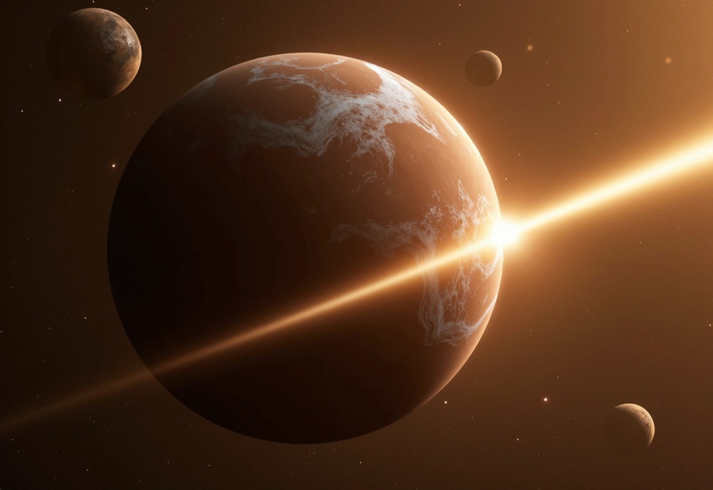 Ein Planet dessen Atmosphäre weggeblasen wird um den Einfluss von Sternenwind auf Planeten zu illustrieren