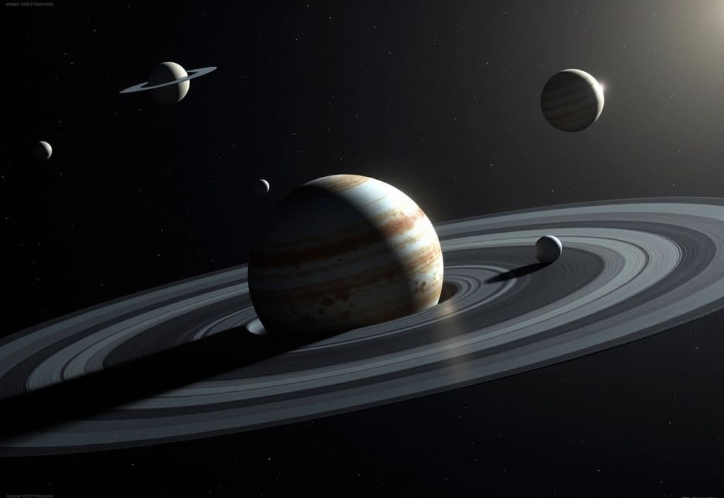 Ein Planetensystem mit einer stark geneigten Umlaufbahn um die Bahnneigung eines Planetensystems zu illustrieren