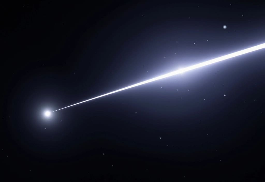 Ein einzelnes Lichtteilchen das sich mit unerschütterlicher Geschwindigkeit bewegt und verdeutlicht warum die Lichtgeschwindigkeit konstant ist