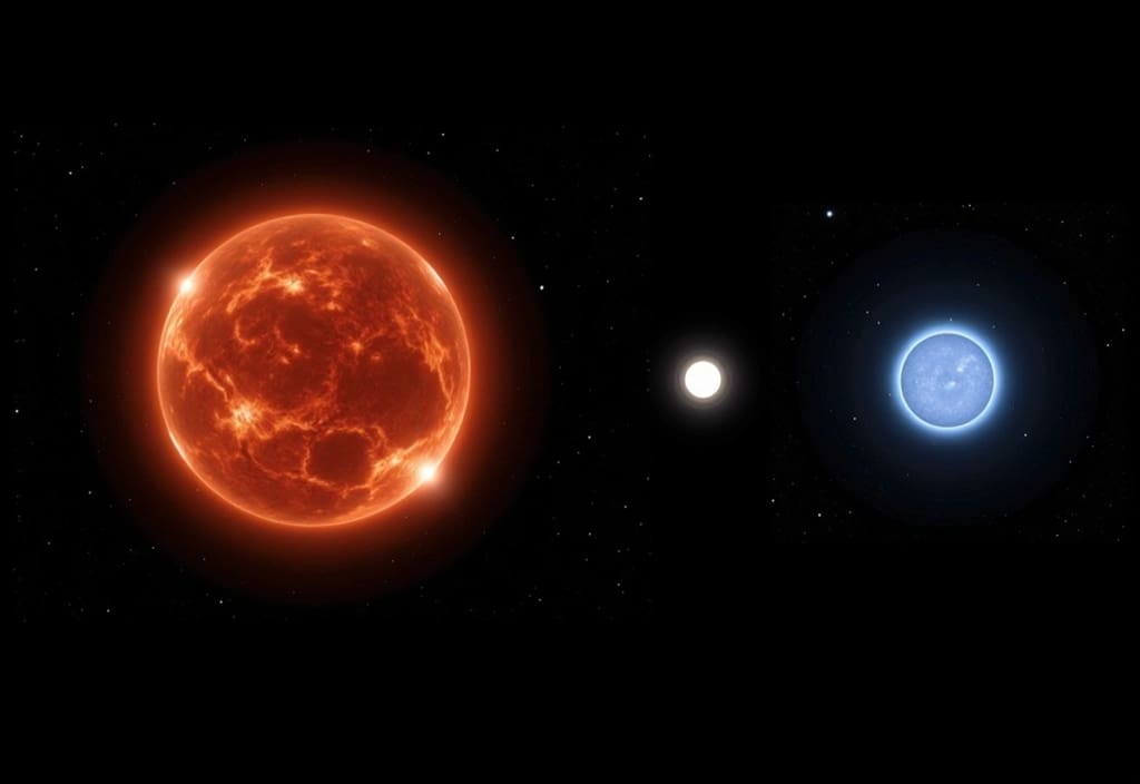 Eine Darstellung warum Blaue Nachzügler kosmische Vampire sind indem die Transformation eines Doppelsternsystems gezeigt wird