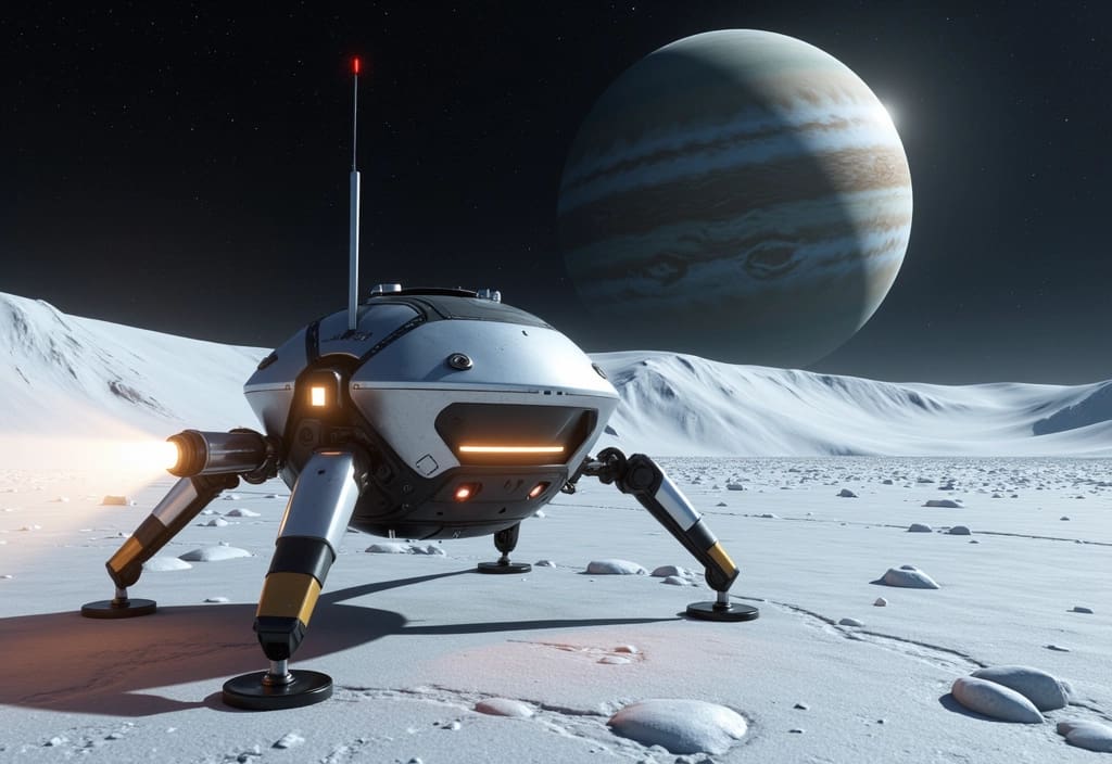 Eine zukünftige Weltraummission bei der eine Sonde auf dem Eismond Europa landet um nach Leben zu suchen